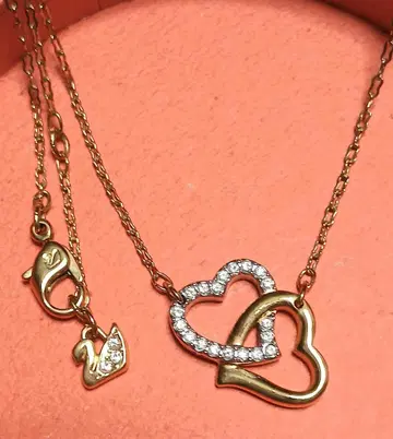 스와로브스키 하트 목걸이 골드 실버 길이 약 42cm