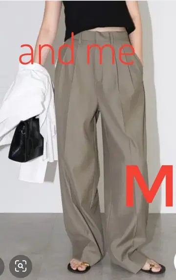앤도미 andme 2턱 세미 와이드 팬츠 슬랙스 M 애쉬 그레이