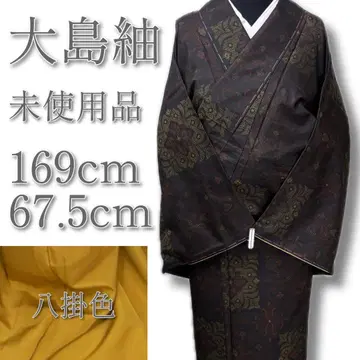 [미사용] 오시마 명주 화장 67.5cm 기하학 패턴 톨 사이즈 기모노