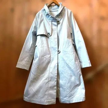라이트 블루 블루 그레이 트렌치 디자인 코트