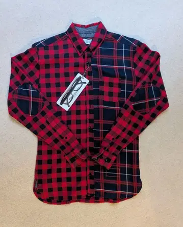 길버트 & 루이스 레드 블랙 체크 긴팔 셔츠 S