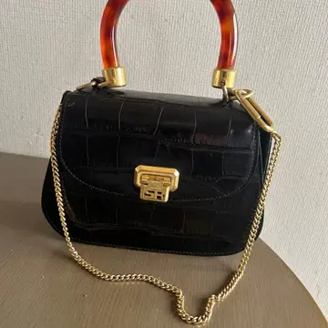 SR 블랙 가죽 핸드백