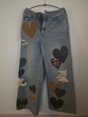 Darich 하트 패치워크 데님 팬츠