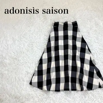 Adonisis 애도니시스 플레어 스커트 블랙 화이트 체크
