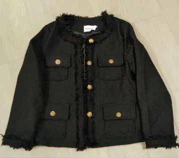 HanSiYiShe 트위드풍 노카라 자켓 블랙 M