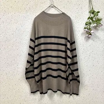 빅 사이즈 [ 빈티지 ] 긴팔 스웨터 보더 리브 (XL)