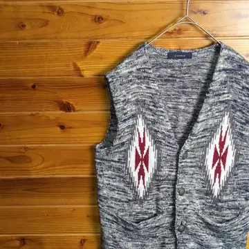 RAGEBLUE 레이지블루 니트 베스트 치마요 패턴 버튼 린넨 포함