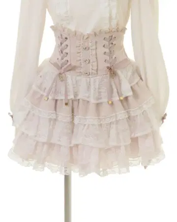 LIZLISA 티어드 프릴 치마바지 핑크