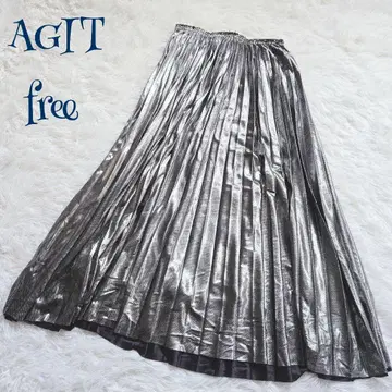 [빈티지] 허리밴딩 롱 플리츠 파티 스커트 free 은색