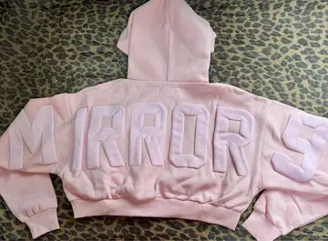 택 포함 새상품 미러나인 크롭 핑크 x 핑크 후드티 완판템