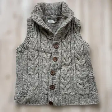 SHANTI SHANTI 헴프 50% 케이블 니트 베스트 그레이