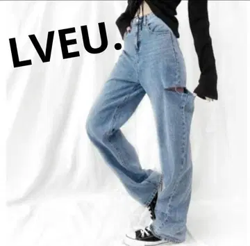 LVEU. 러브유 하이웨스트 사이드컷 데님