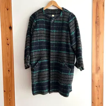 ebony 체크 무늬 울 코트