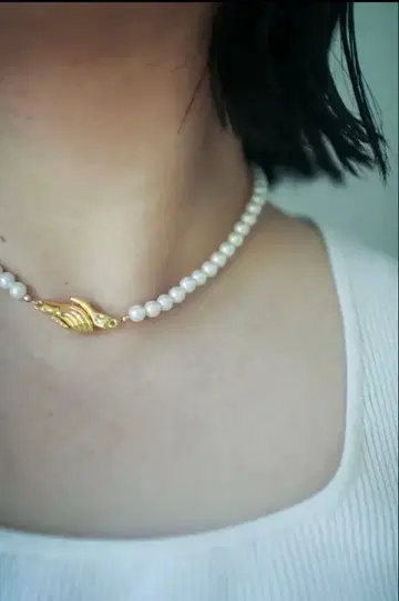 새상품 악수 마그넷 목걸이 6mm 수지 펄 목걸이