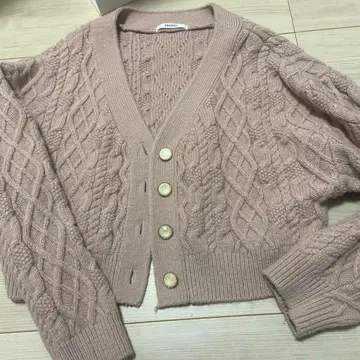 SNIDEL 케이블 니트 가디건 핑크 ONE SIZE