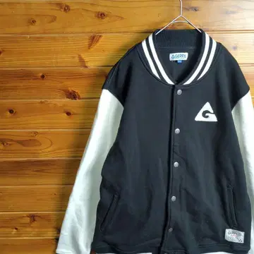 바시티 자켓 점퍼 블루종 블랙 화이트 바이컬러 XL LL