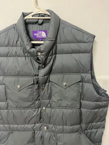 THE NORTH FACE 다운 베스트 L 그레이 퍼플 라벨