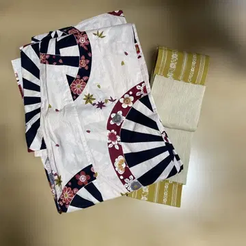 유카타 오비 세트 핑크 옐로우 컬러