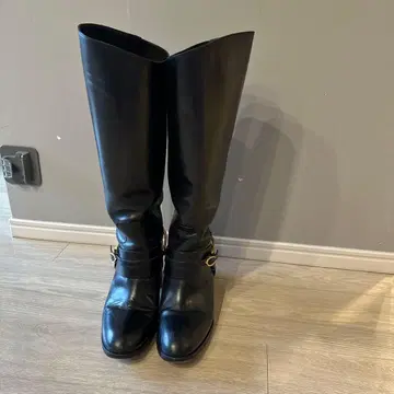 새상품급 SARTORE 블랙 가죽 롱 박차 자키 부츠