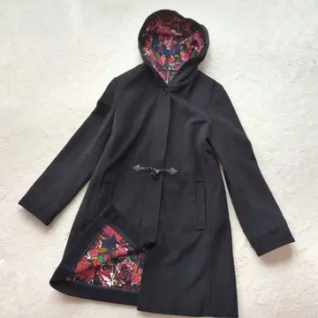 소니아 리키엘 후드 부착 롱 코트 장미 무늬 40