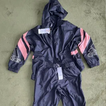 adidas 후드 부착 저리 세트 네이비/핑크 새상품