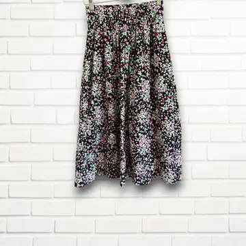 마리엘 스커트 A라인 허리밴딩 꽃무늬 블랙 9 일본제 성인 페미닌