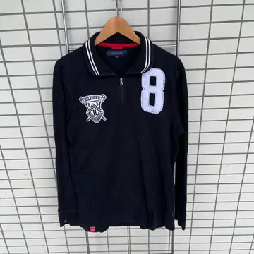 tommy의 지퍼 피케 셔츠 블랙입니다