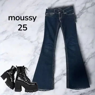 마우지 다크 네이비 데님 플레어 데님 부츠컷 25 MO7SC2