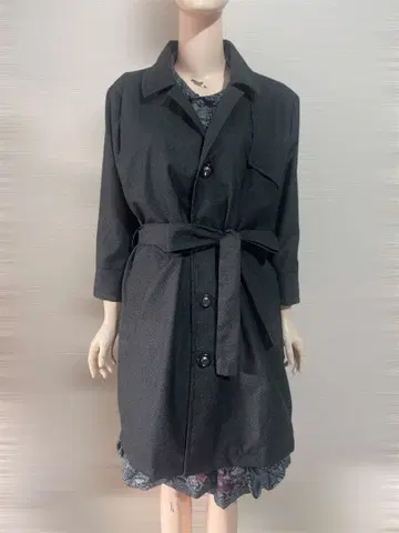 기모노 리메이크 블랙 벨트 포함 트렌치코트