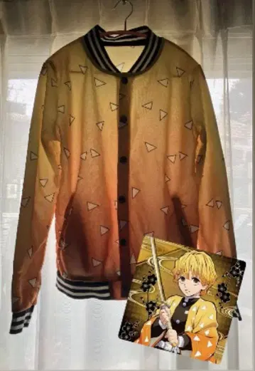 귀멸의 칼날 젠이츠 옐로우 컬러 아우터 블루종 코스프레