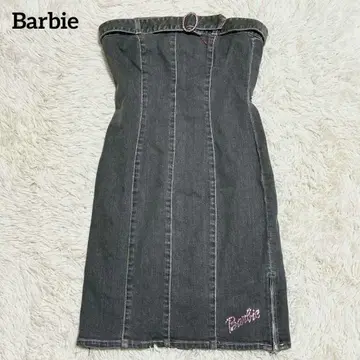 [ 바비 ] 벨트 포함 데님 베어탑 원피스(4) 캐주얼 블랙
