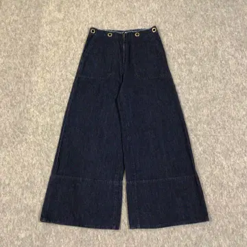 와이드 데님 팬츠 네이비 코튼 M 빅 틸 인디고