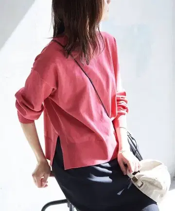 SLOBE IENA 아이스 코튼 크루넥 풀오버 핑크