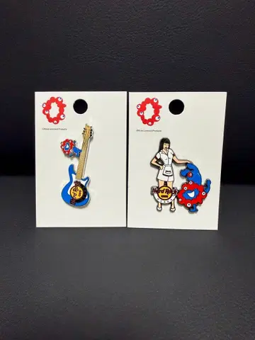 하드 록 카페 오사카 만박 미야쿠미야쿠 콜라보 핀 배지 세트