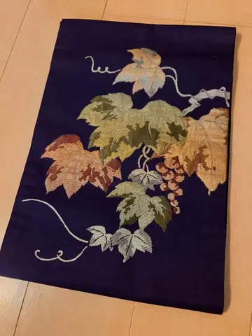 앤티크 나고야 오비 포도 포도 다크 네이비