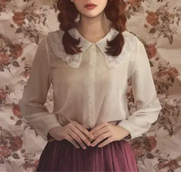 mayla 마이라 클래식 라푸린프 학원 레이스 카라 부착 블라우스