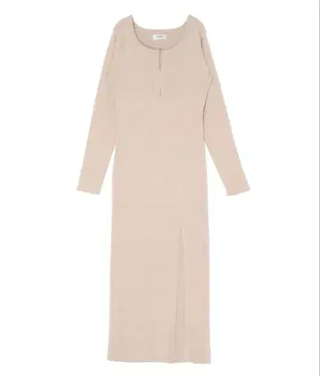 EVRIS 딥 슬릿 니트 원피스 아이보리