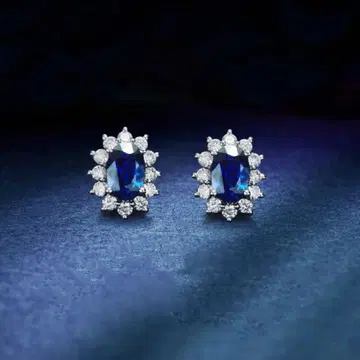 [ 박스 있음 ] 파란색 보석의 엘레강트한 귀걸이