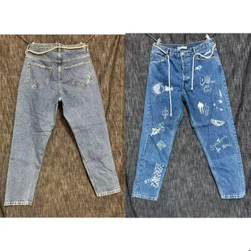 ZARA 낙서 페인트 그래피티 허리 코드 데님 청바지