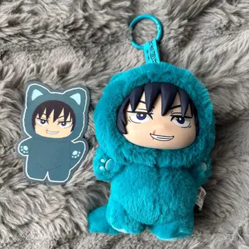 주술회전 후시구로 토우지 EAKI 고양이 귀 봉제 인형 키링 중국 한정판