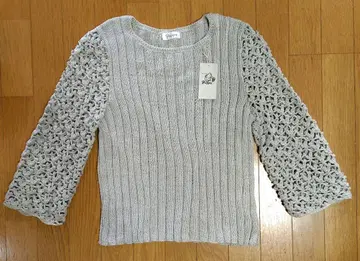 Puppy 그레이 코튼 니트 9부 소매