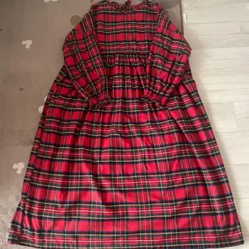 핸드메이드 작가님 코튼 개더 원피스 타탄 체크 빨간색