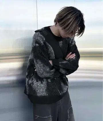 sedacle 자카드 샤기 니트 블랙 M 사이즈