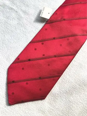 미사용 택 포함 GIORGIO ARMANI 넥타이 광택 보르도 이탈리아제