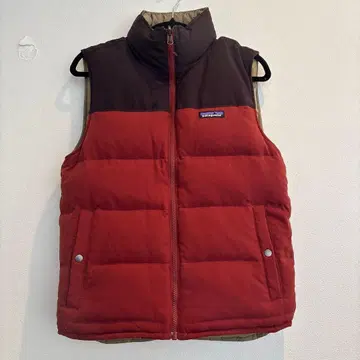 Patagonia 다운 베스트 빨간색/블랙/카키 리버서블