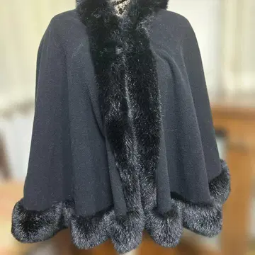 케이프 코트 후드 부착 여성용 블랙 판초