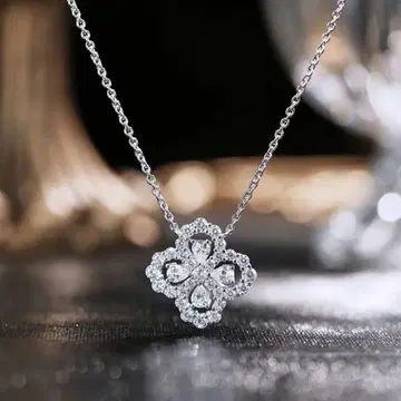 꽃 모양 펜던트 목걸이 크리스탈 장식