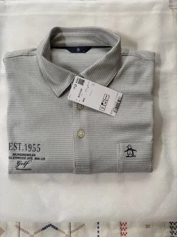 [ 새상품 ] Munsingwear 맨싱 그레이 체크 무늬 피케 셔츠 M