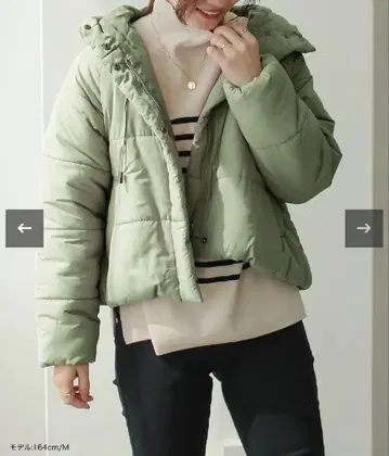 [ 새상품급 ] 후드 부착 충전솜 다운 자켓 그린 카키 M 사이즈