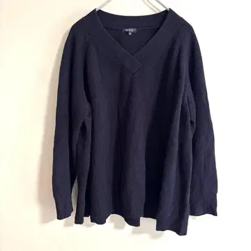 INDIVI 인디비 블랙 V넥 스웨터 긴팔 캐시미어 XL